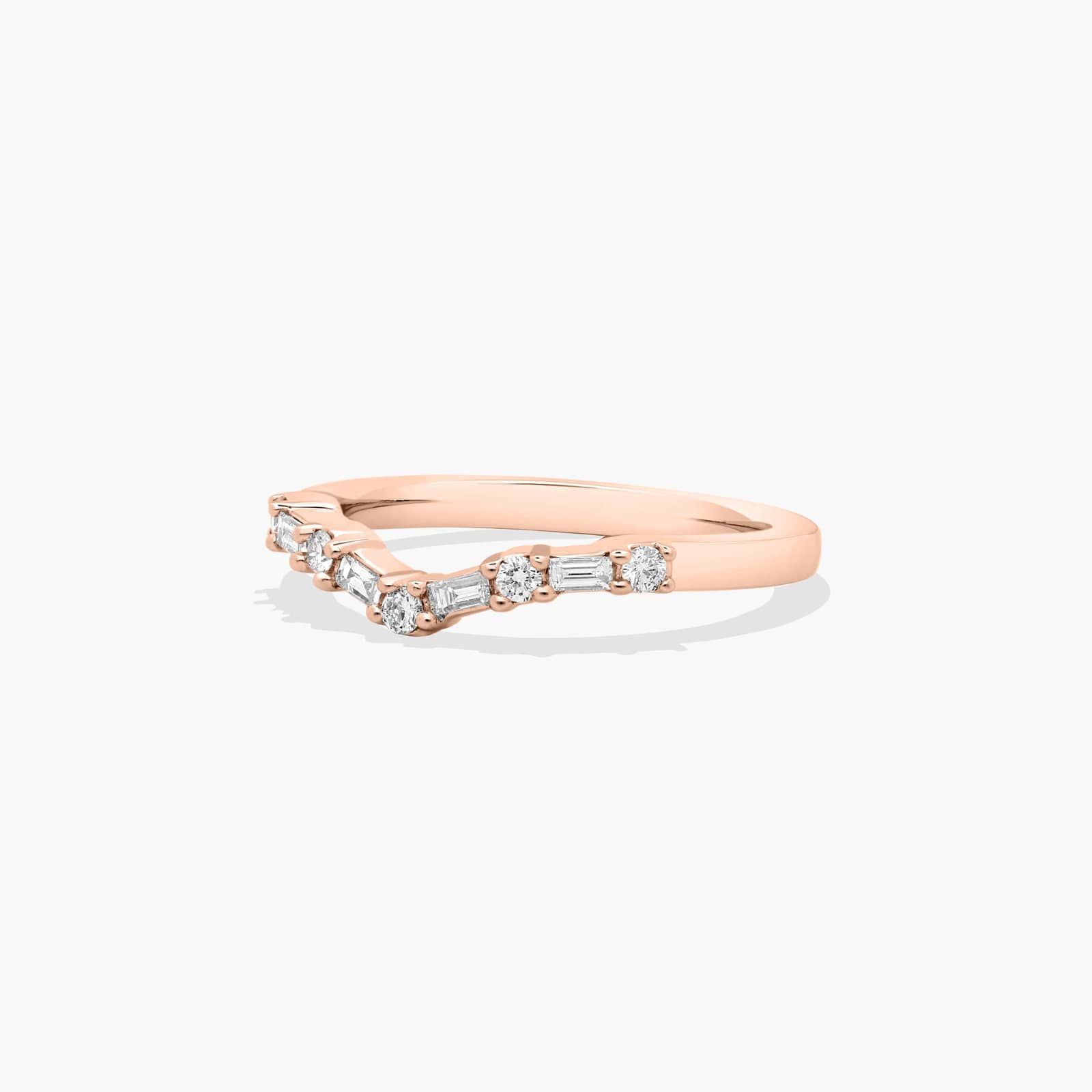 Chevron Curved Diamond Wedding Ring In 14K Rose Gold (2.00mm)