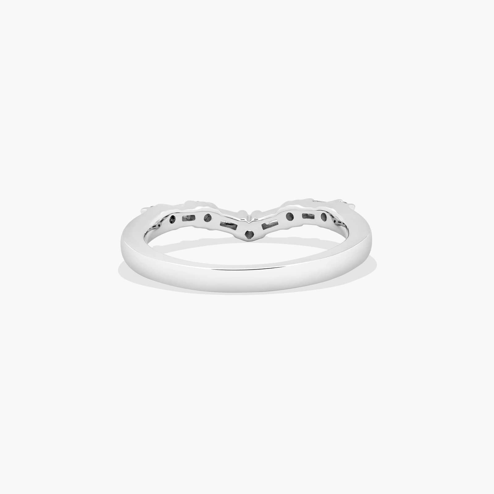 Chevron Curved Diamond Wedding Ring In 14K White Gold (2.00mm)
