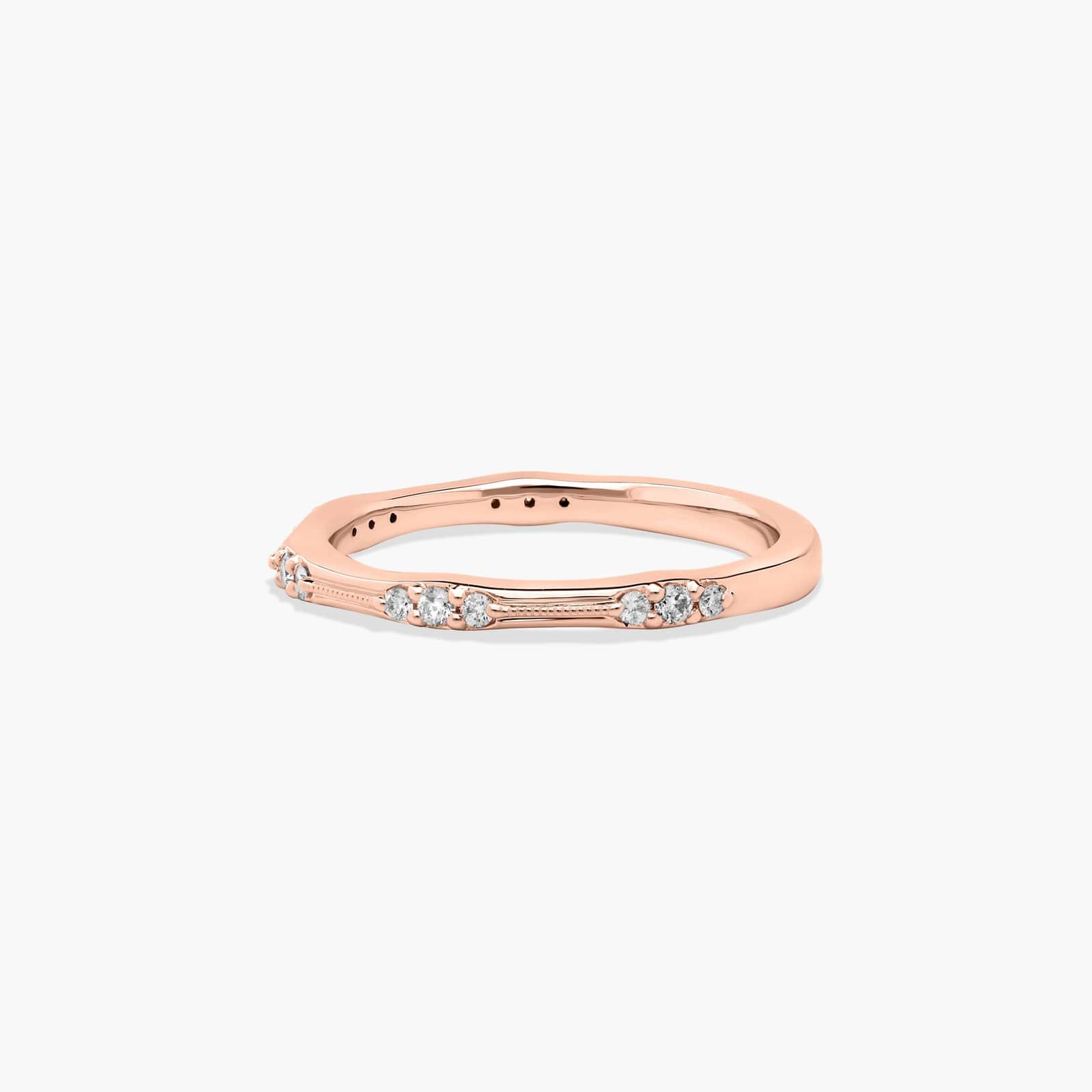 Vintage Diamond Wedding Ring In 14K Rose Gold (1.00mm)