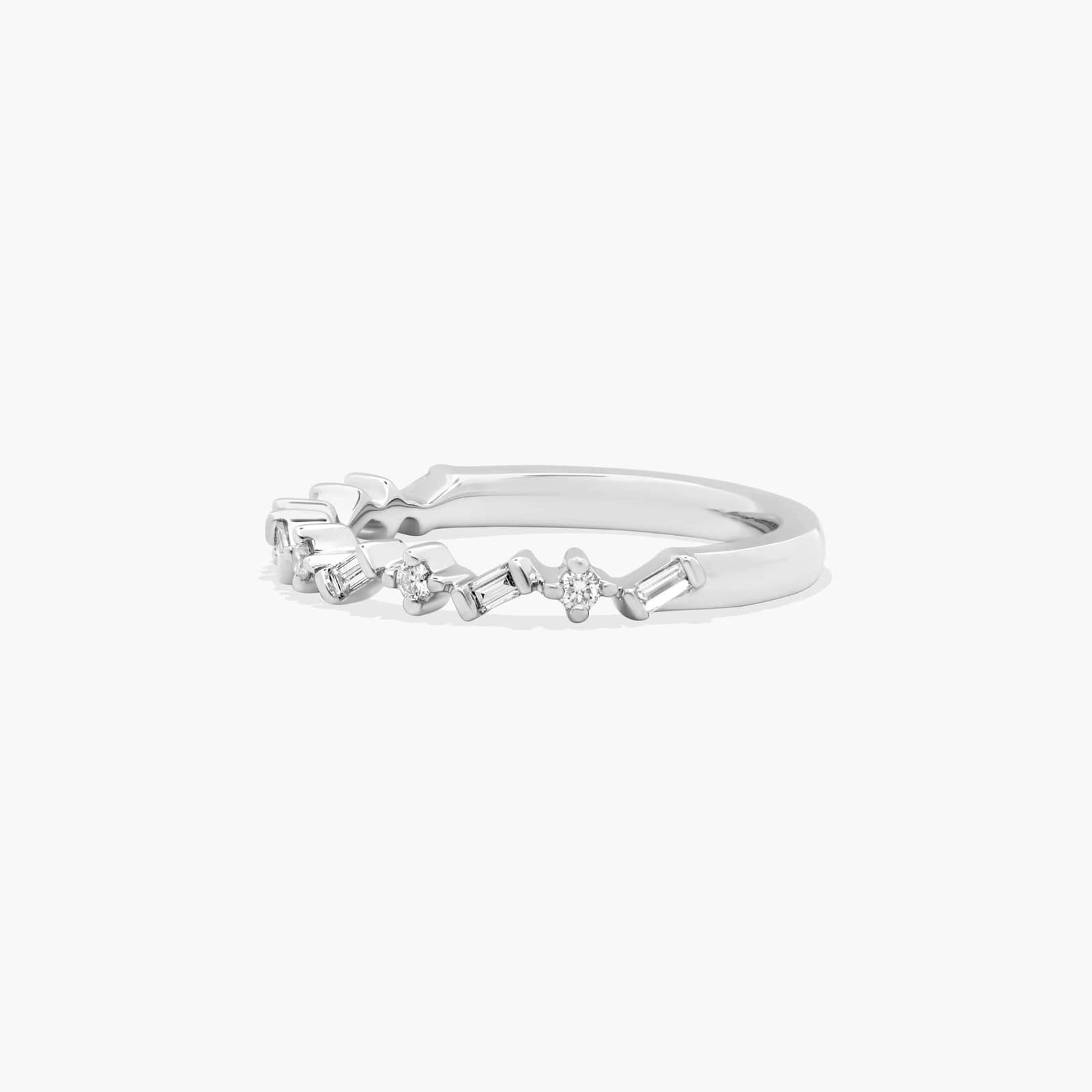 Wedding Ring With Round and Baguette Cut Diamonds In 14K White Gold (2.00mm)