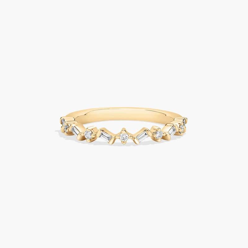 Wedding Ring With Round and Baguette Cut Diamonds In 14K Yellow Gold (2.00mm)