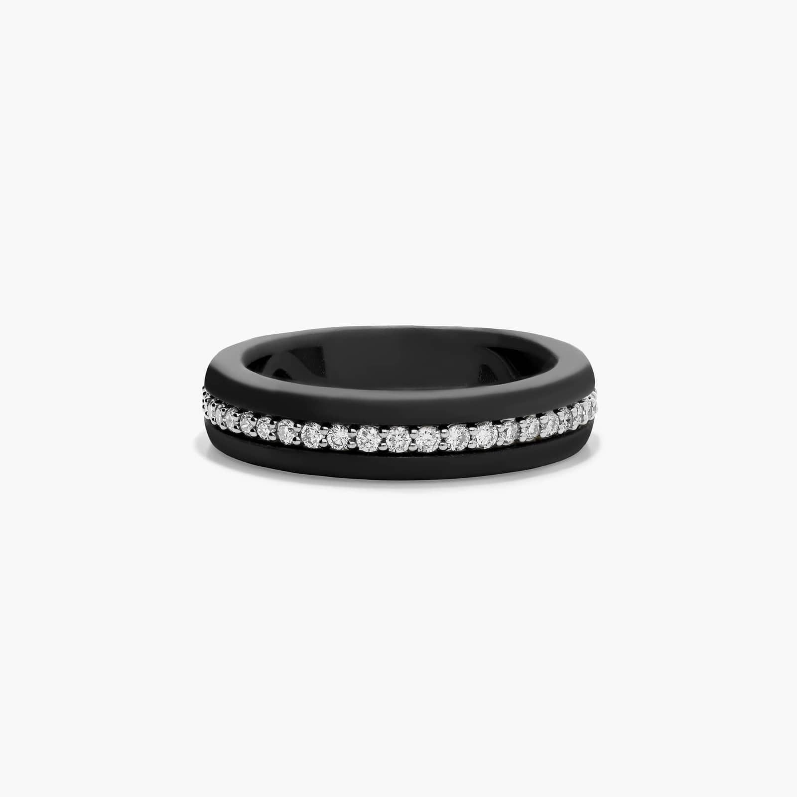 Thick Noir Micro Pavé Diamond Wedding Ring In 18K Black And White Gold ...