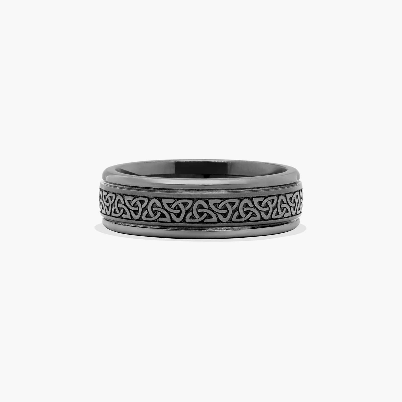 Grey Celtic Knot Men's Wedding Band In Tantalum (7.00mm)