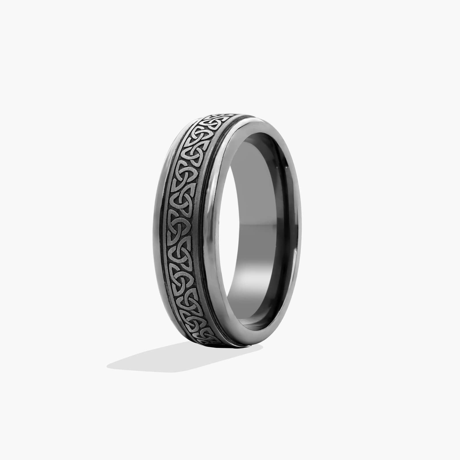 Grey Celtic Knot Men's Wedding Band In Tantalum (7.00mm)