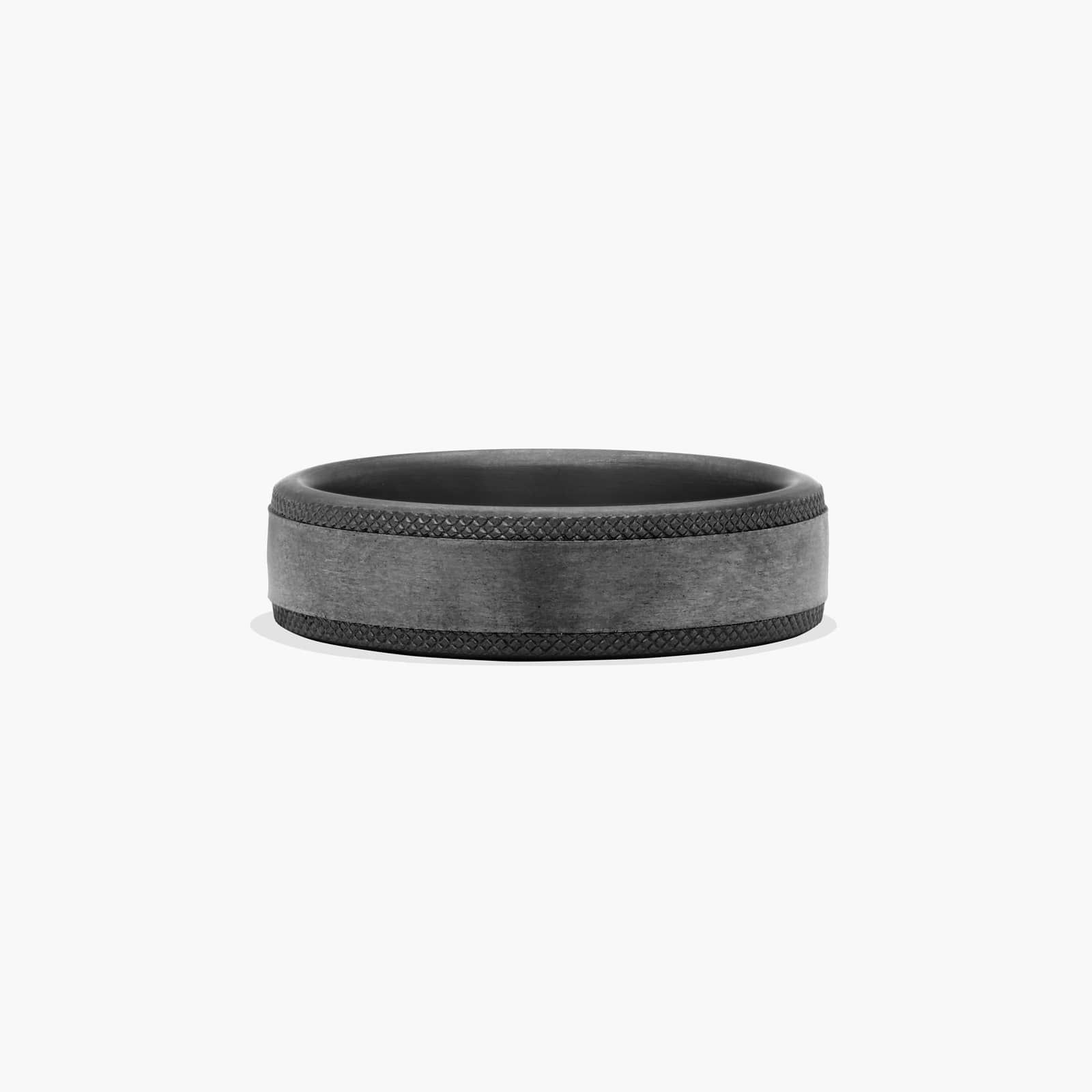 Grey Satin Finish Knurled Edge Men's Wedding Band In Tantalum (6.50mm)