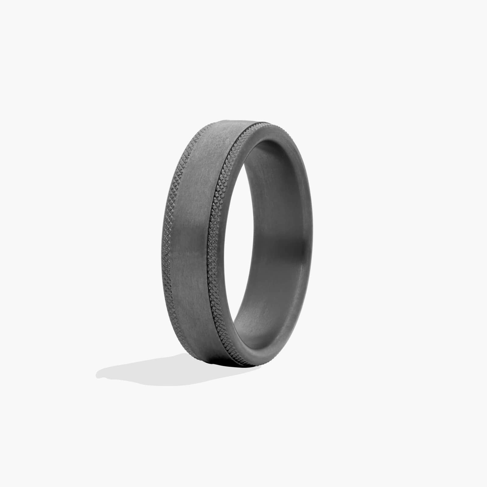 Grey Satin Finish Knurled Edge Men's Wedding Band In Tantalum (6.50mm)