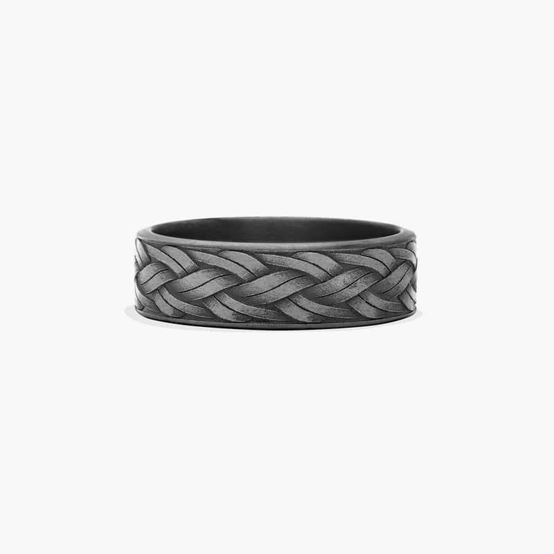 Grey Rope Weave Pattern Men's Wedding Band In Tantalum (7.00mm)