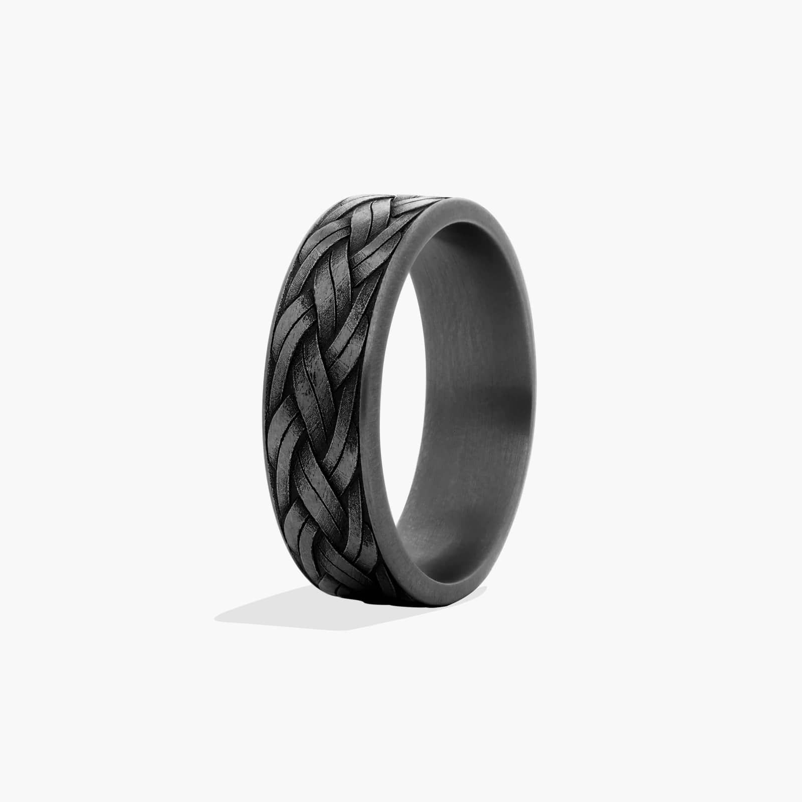 Grey Rope Weave Pattern Men's Wedding Band In Tantalum (7.00mm)