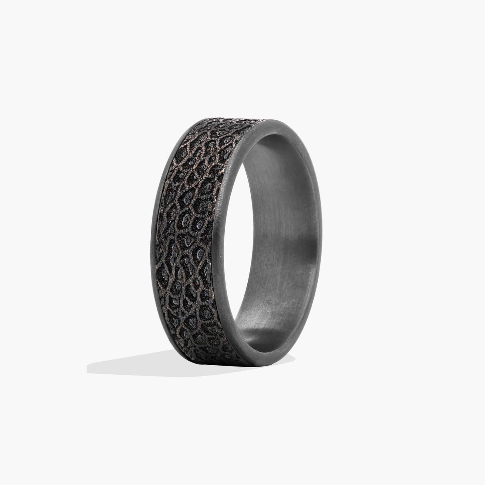 Coral Pattern Men's Wedding Band In Tantalum and Black Titanium (7.50mm)