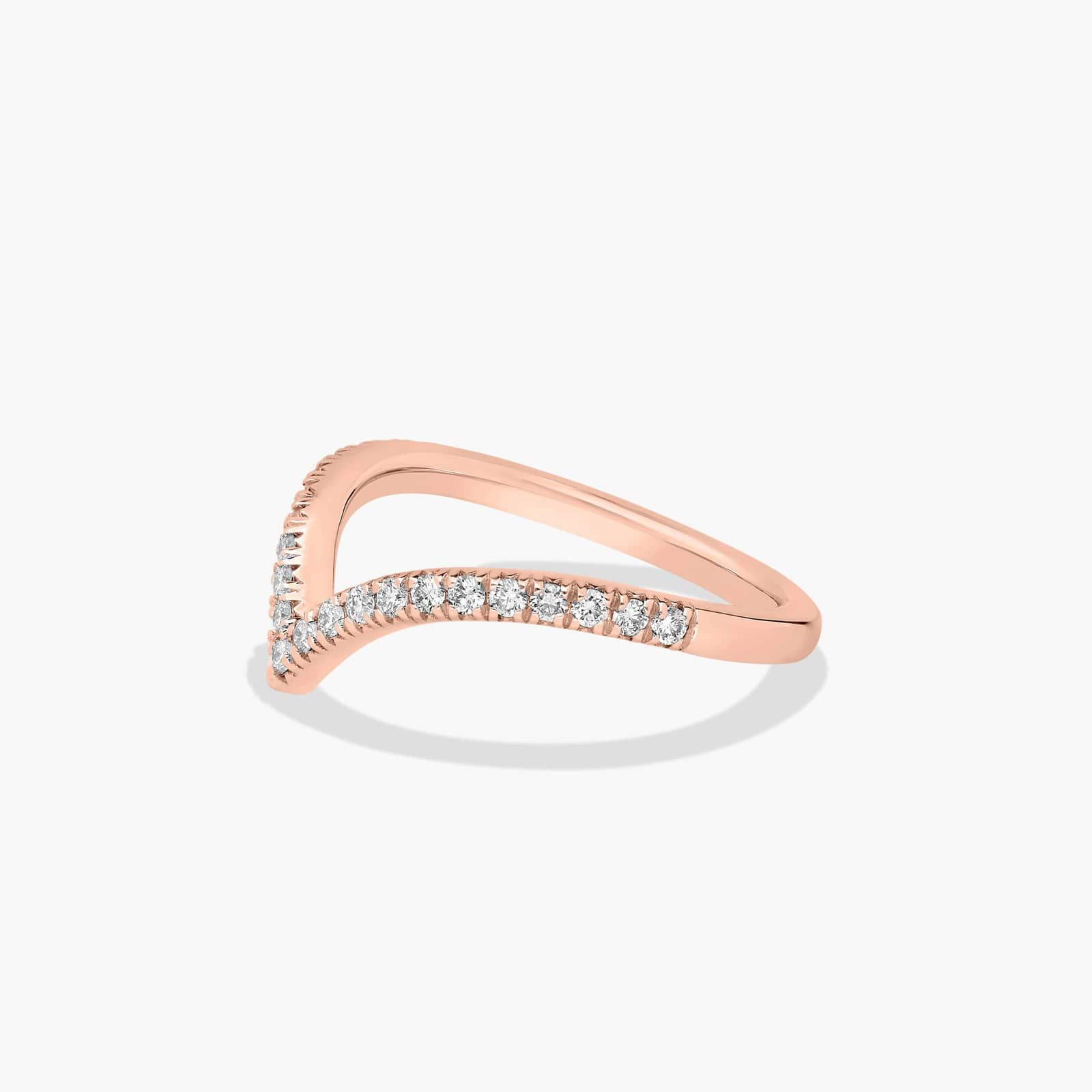 V Contour Diamond Wedding Ring In 14K Rose Gold (1.50mm)