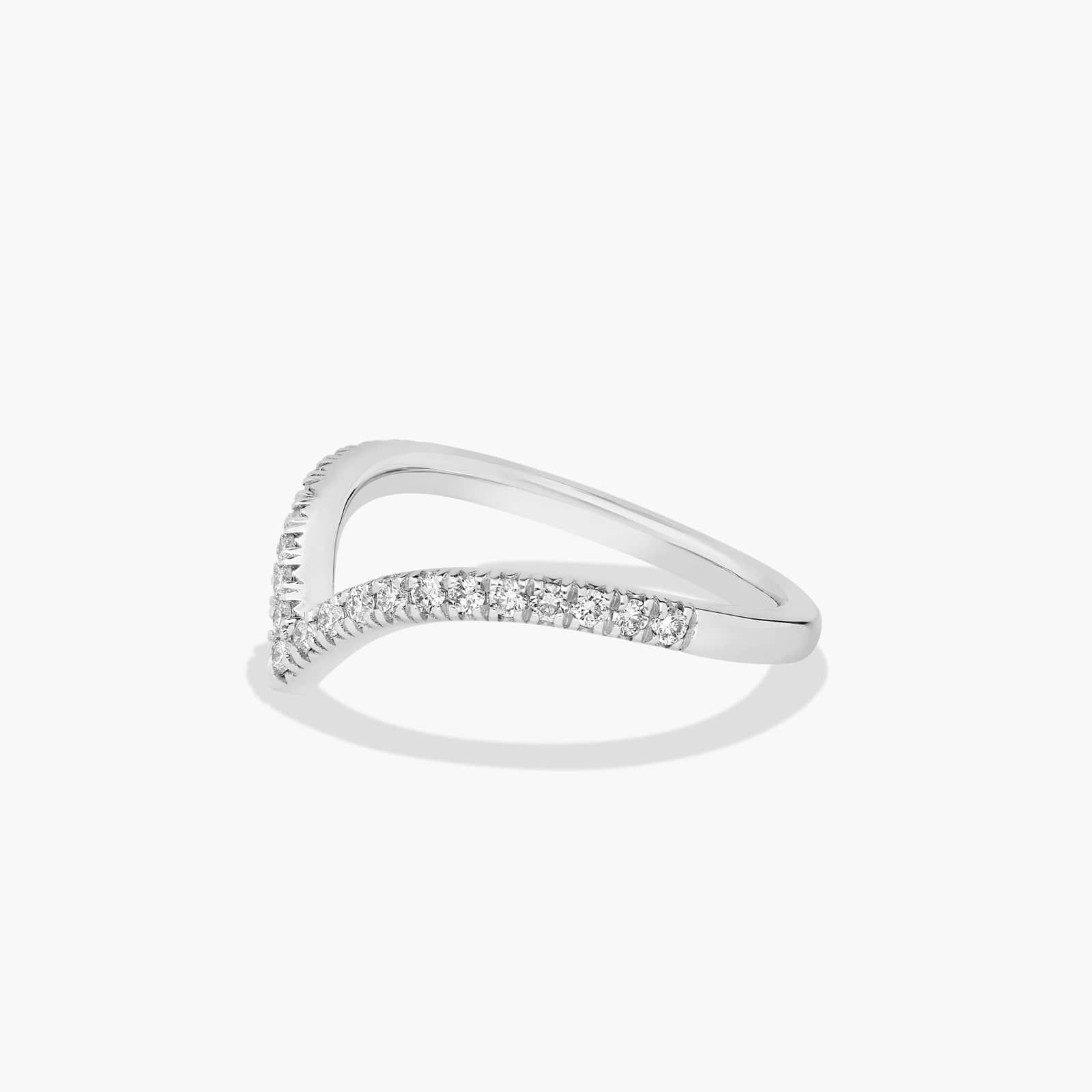 V Contour Diamond Wedding Ring In 14K White Gold (1.50mm)
