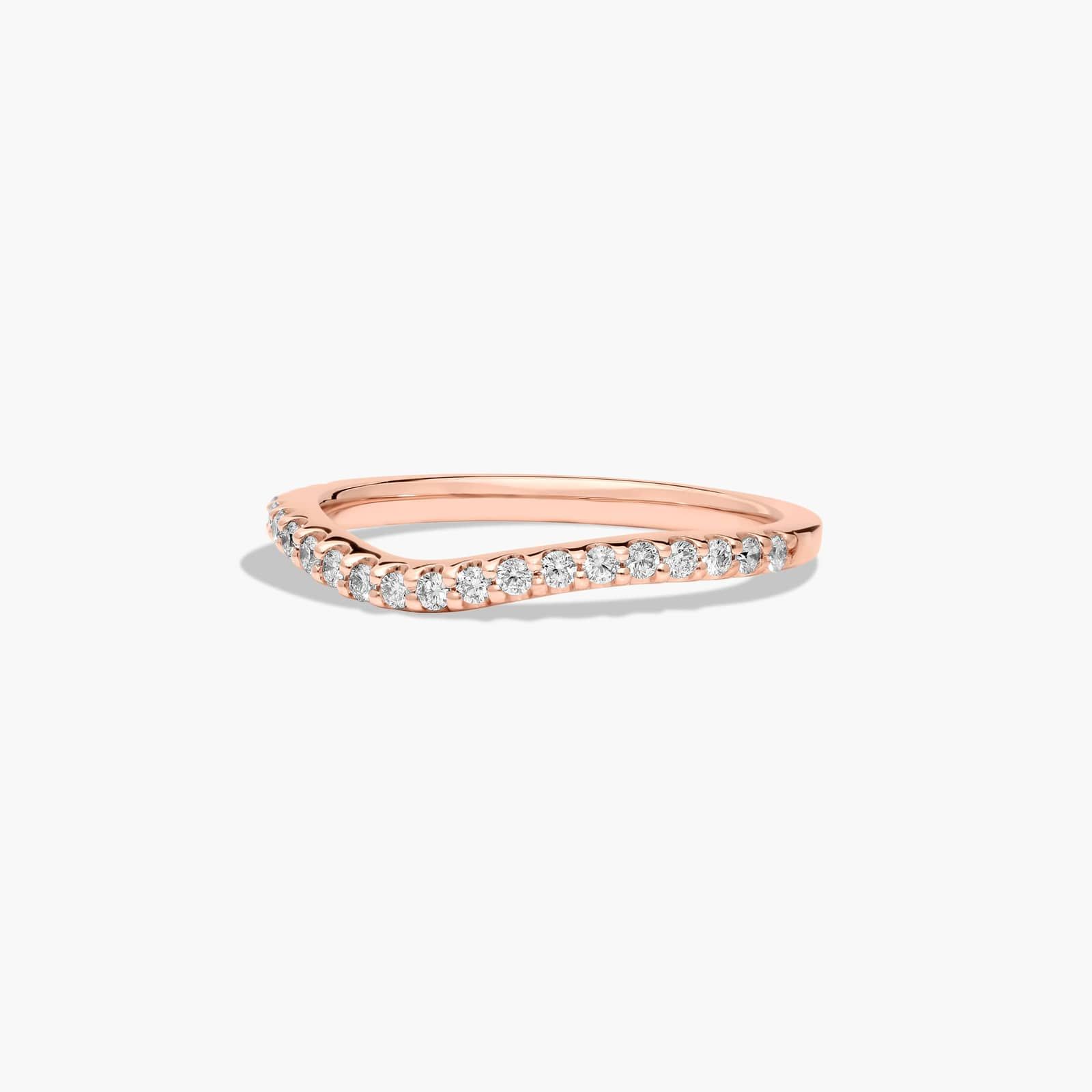 Curved Diamond Wedding Ring In 14K Rose Gold (1.50mm)