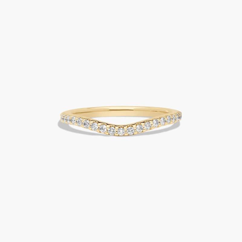 Curved Diamond Wedding Ring In 14K Yellow Gold (1.50mm)