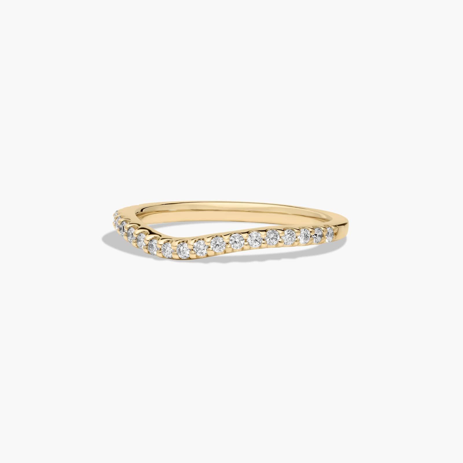 Curved Diamond Wedding Ring In 18K Yellow Gold (1.50mm)