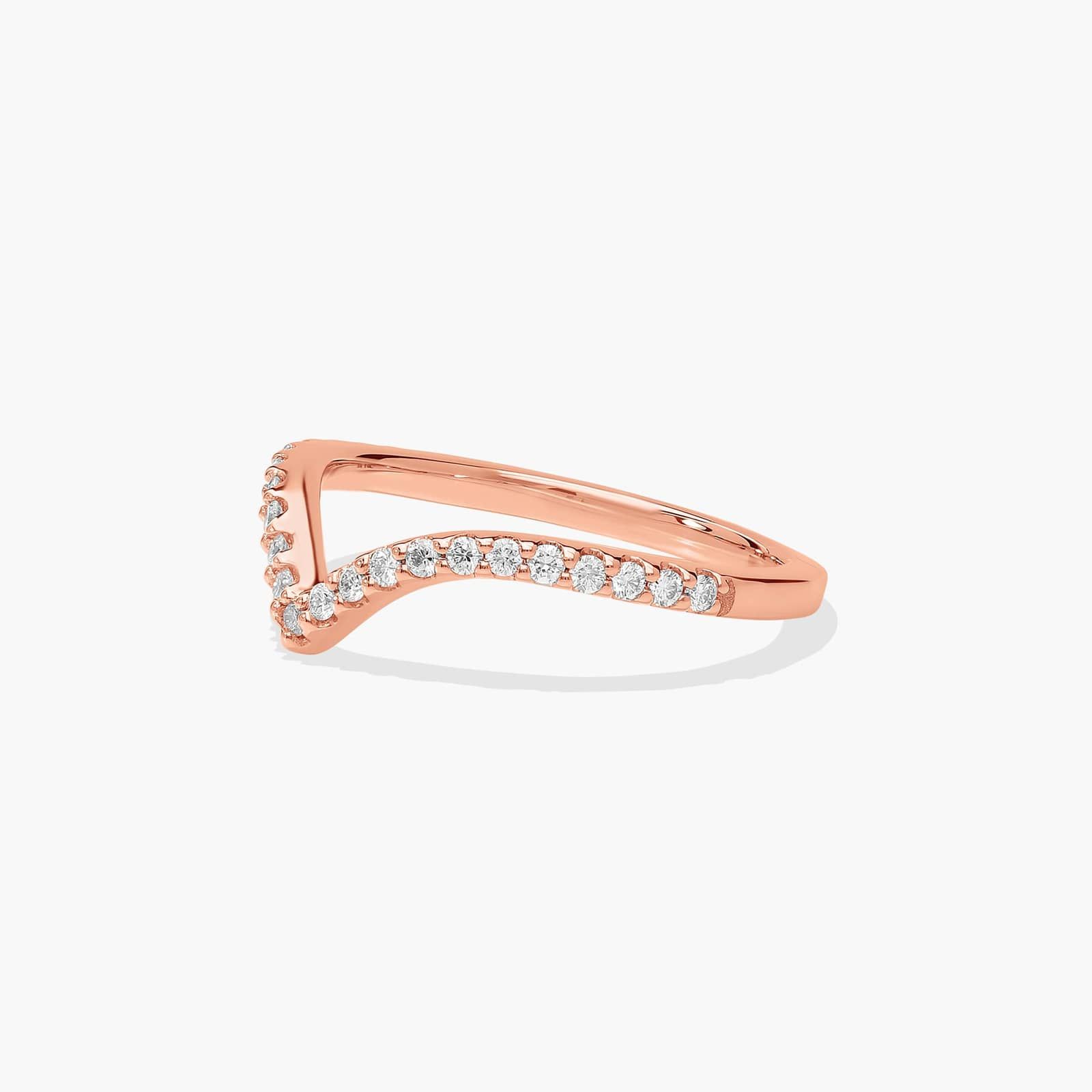 V-Shaped Diamond Wedding Ring In 14K Rose Gold (1.50mm)