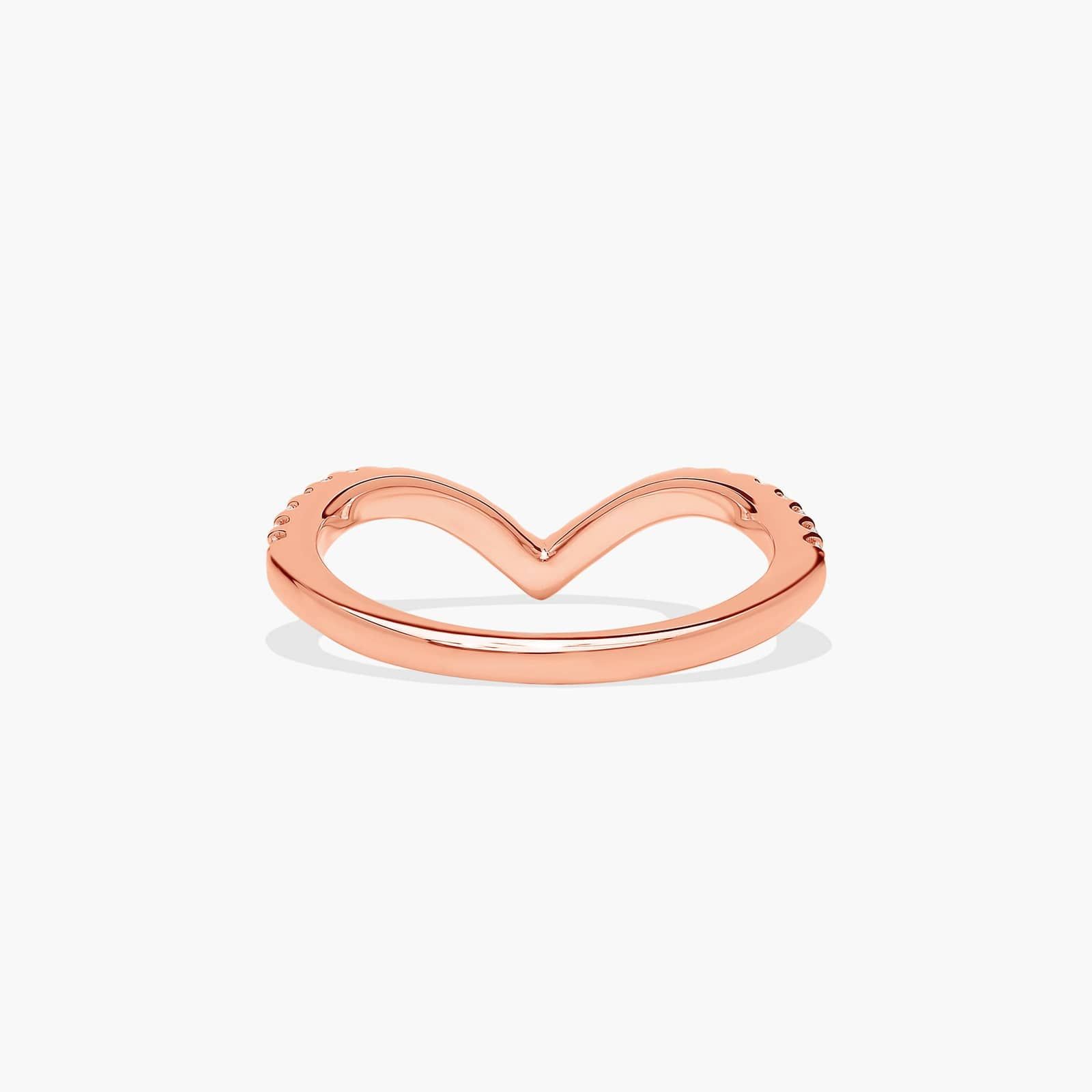 V-Shaped Diamond Wedding Ring In 14K Rose Gold (1.50mm)