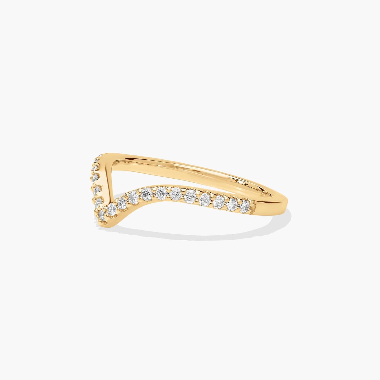 V-Shaped Diamond Wedding Ring In 14K Yellow Gold (1.50mm)