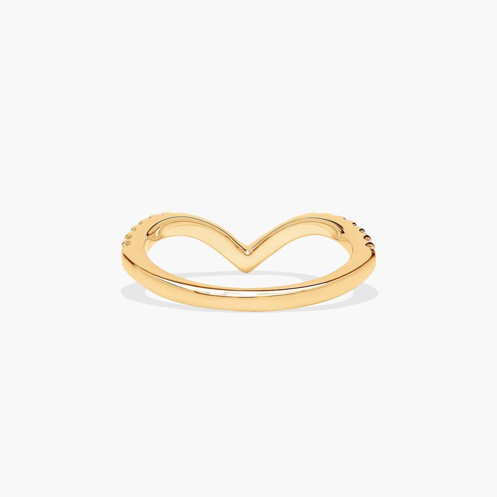V-Shaped Diamond Wedding Ring In 14K Yellow Gold (1.50mm)