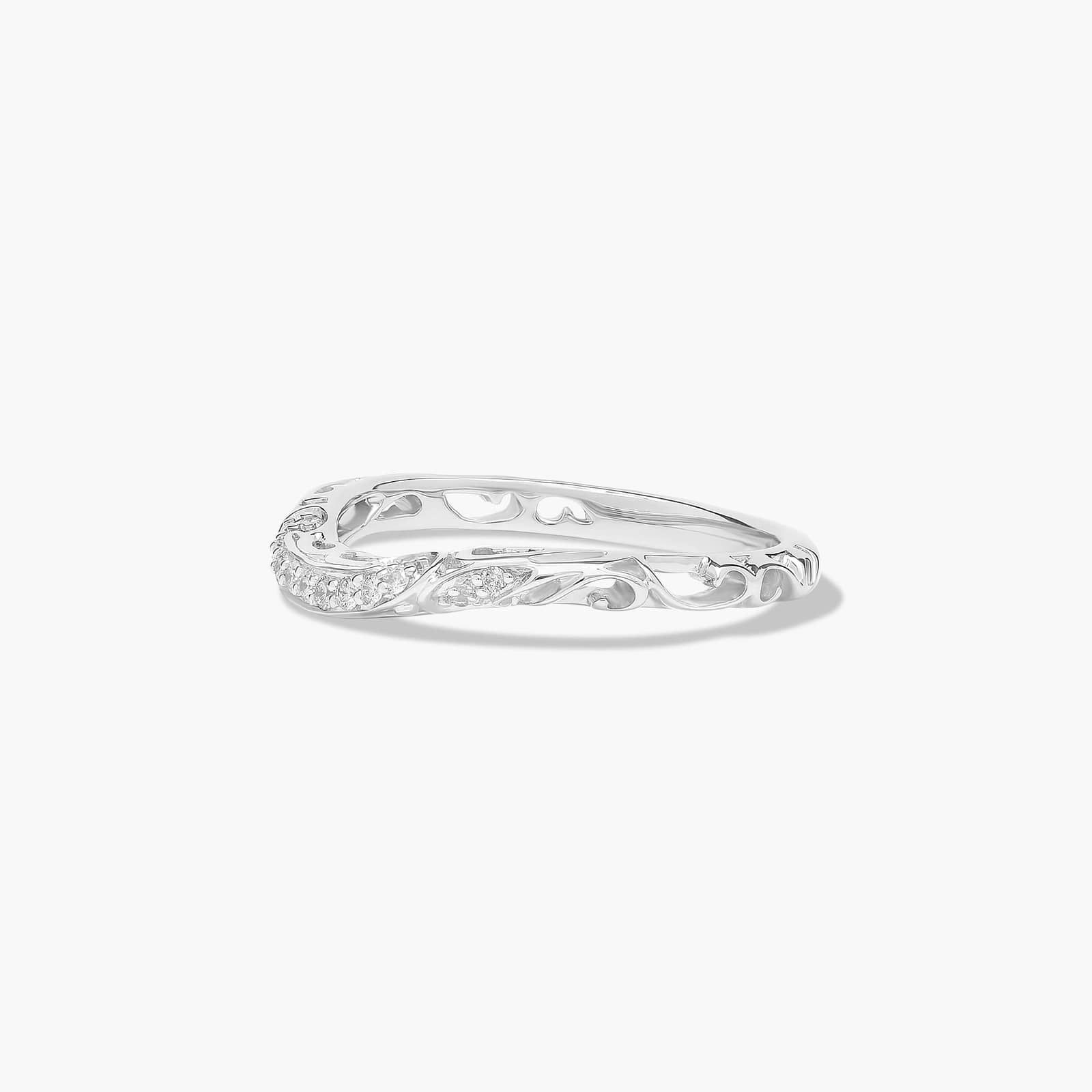 Filigree Diamond Wedding Ring In 14K White Gold (2.00mm)