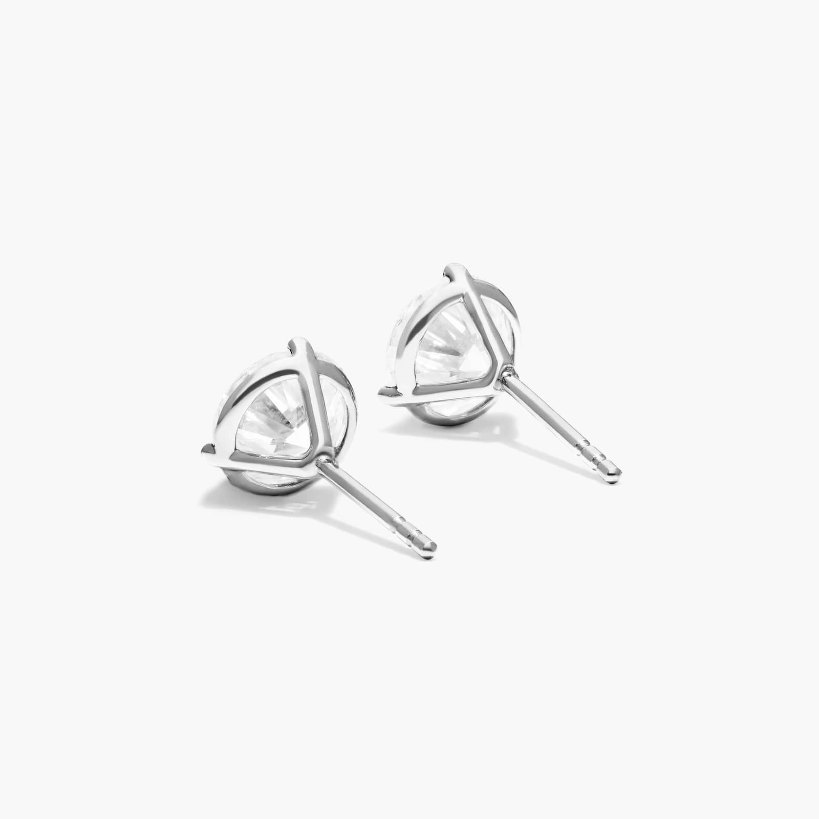 14K White Gold Three Prong Martini Round Brilliant Diamond Stud Earrings (2.00 CTW - F-G / VS1-VS2)