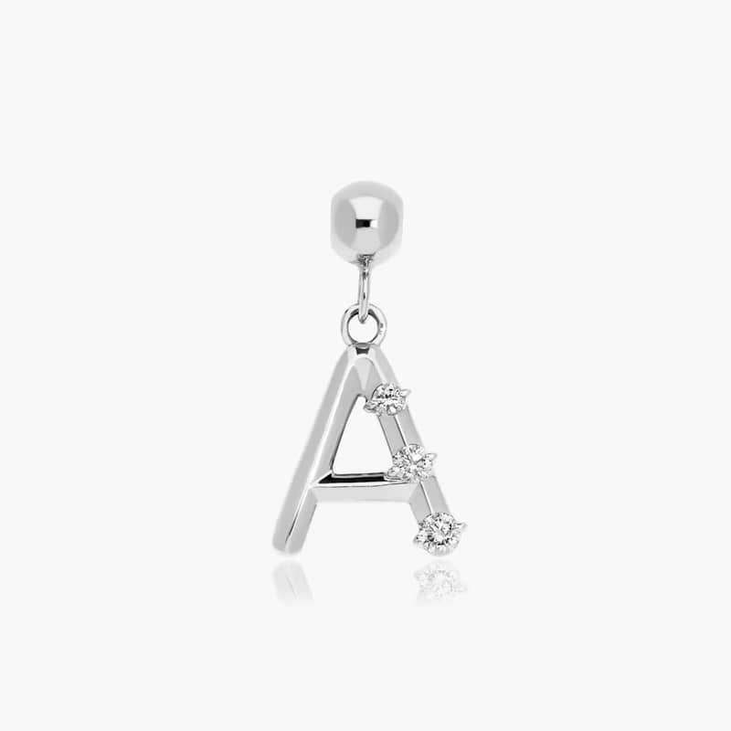 A Initial Lab-Grown Diamond Charm In 14K White Gold