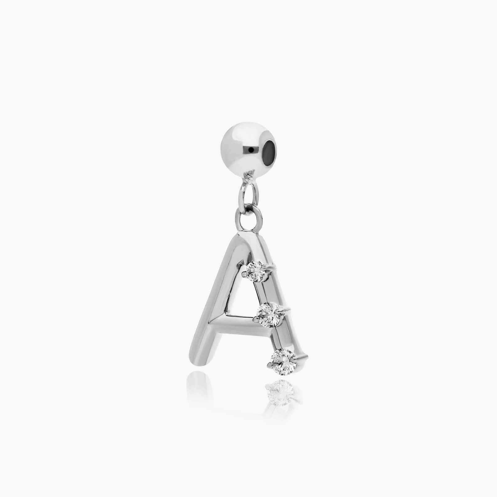 A Initial Lab-Grown Diamond Charm In 14K White Gold