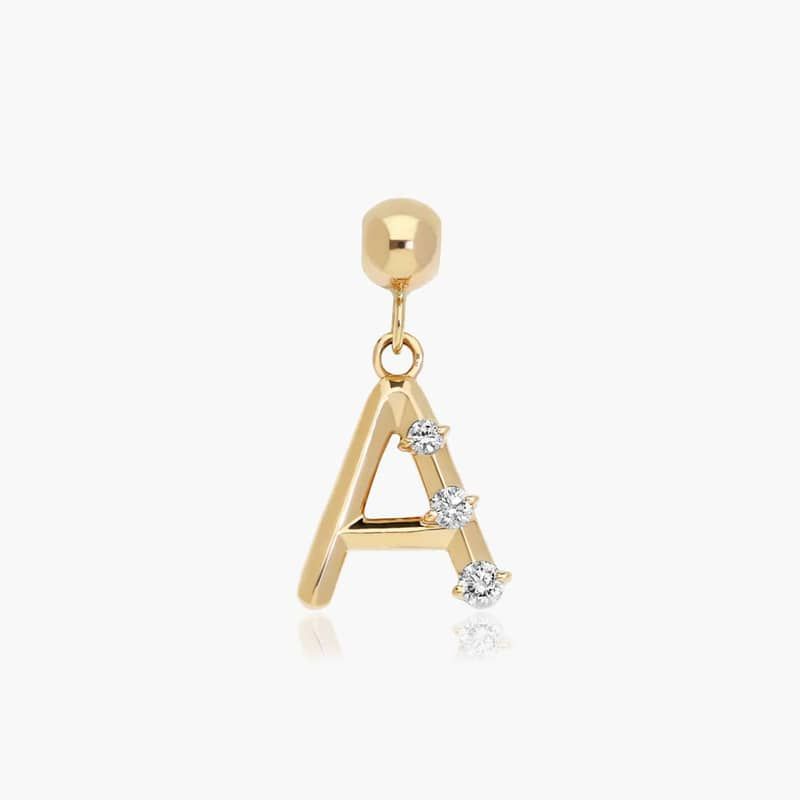A Initial Lab-Grown Diamond Charm In 14K Yellow Gold