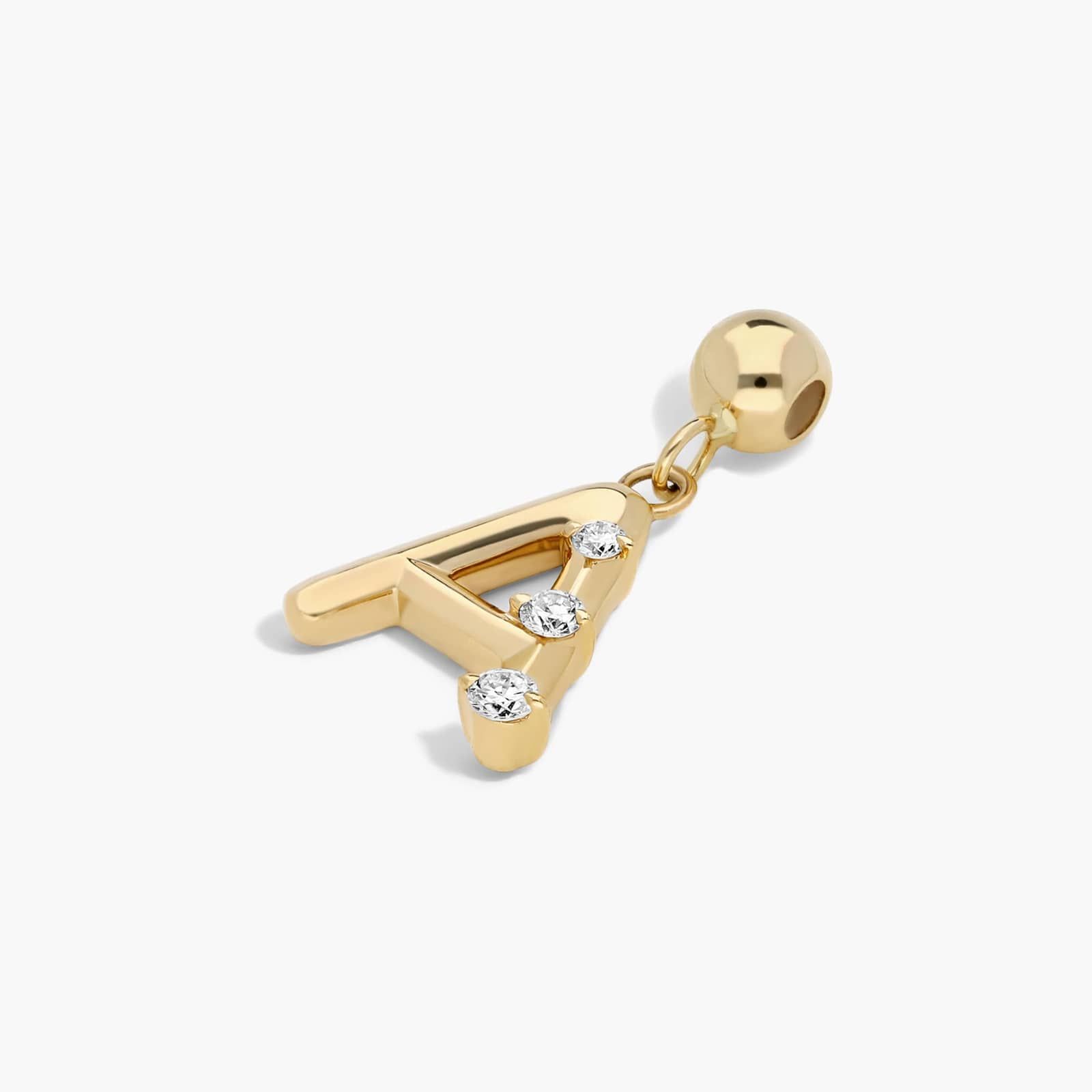 A Initial Lab-Grown Diamond Charm In 14K Yellow Gold