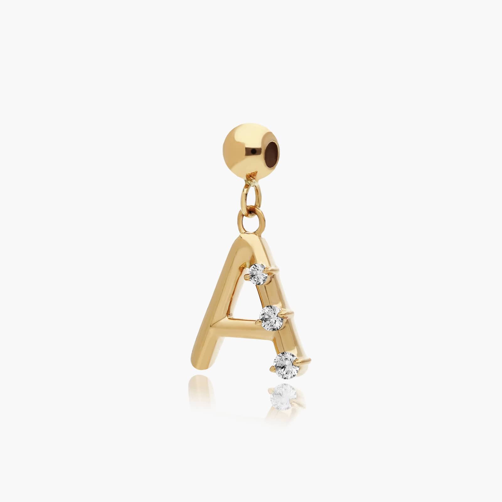 A Initial Lab-Grown Diamond Charm In 14K Yellow Gold