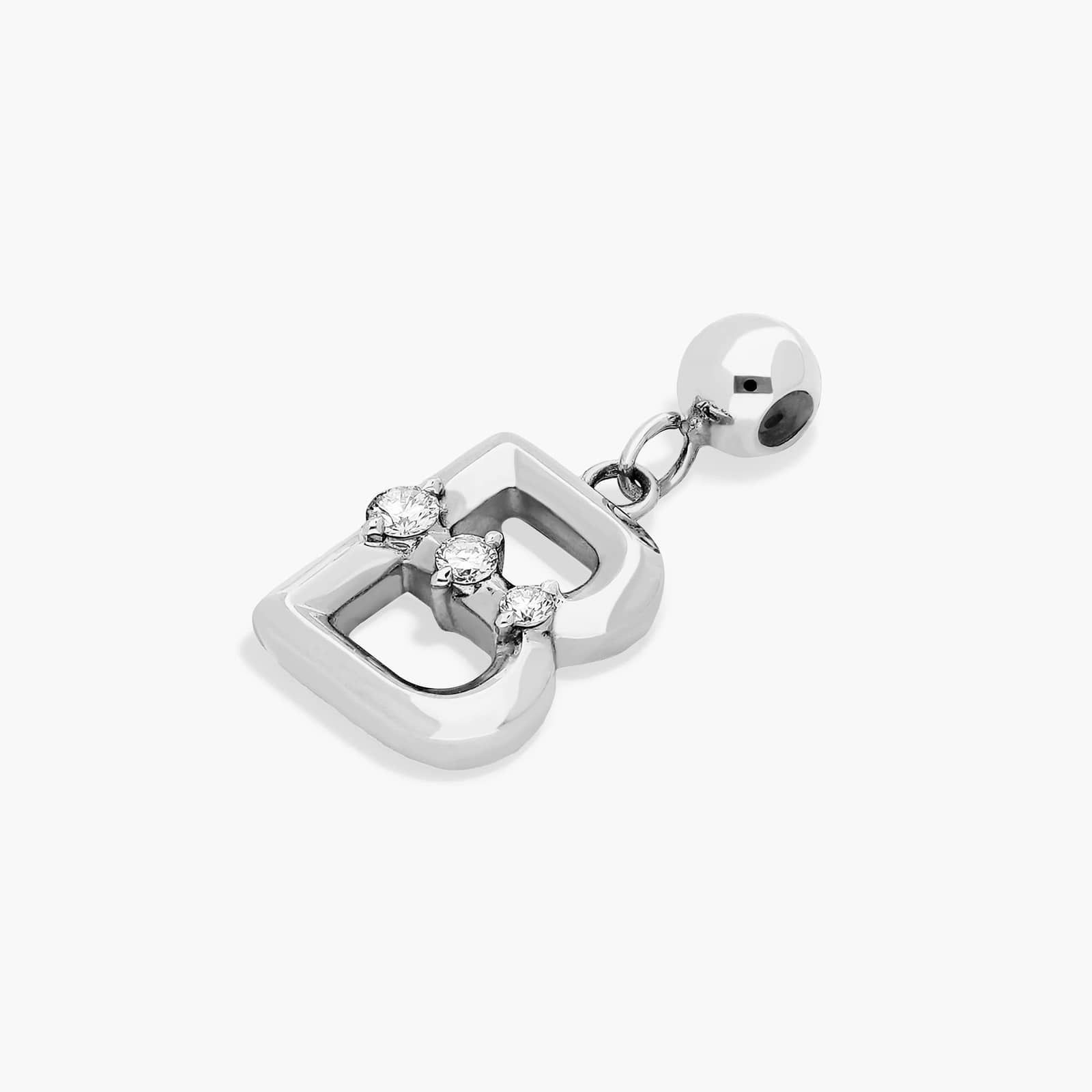 B Initial Lab-Grown Diamond Charm In 14K White Gold