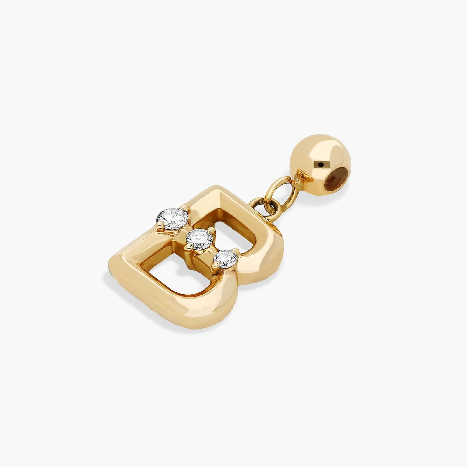 B Initial Lab-Grown Diamond Charm In 14K Yellow Gold