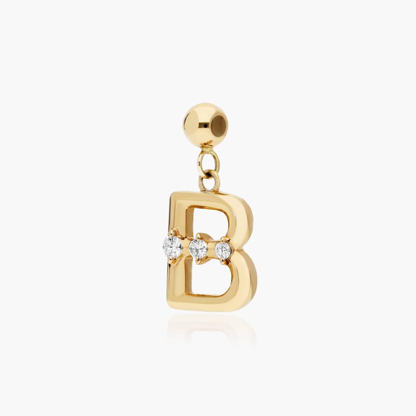 B Initial Lab-Grown Diamond Charm In 14K Yellow Gold