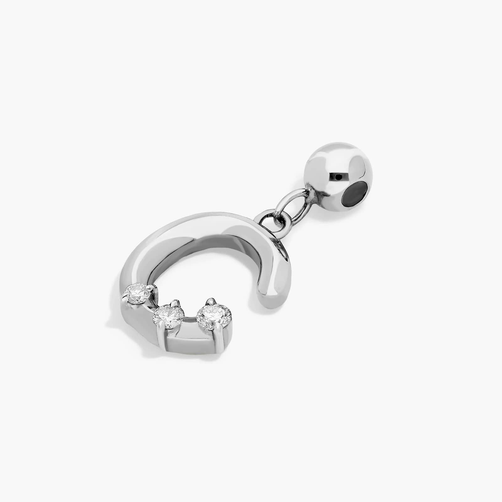 C Initial Lab-Grown Diamond Charm In 14K White Gold