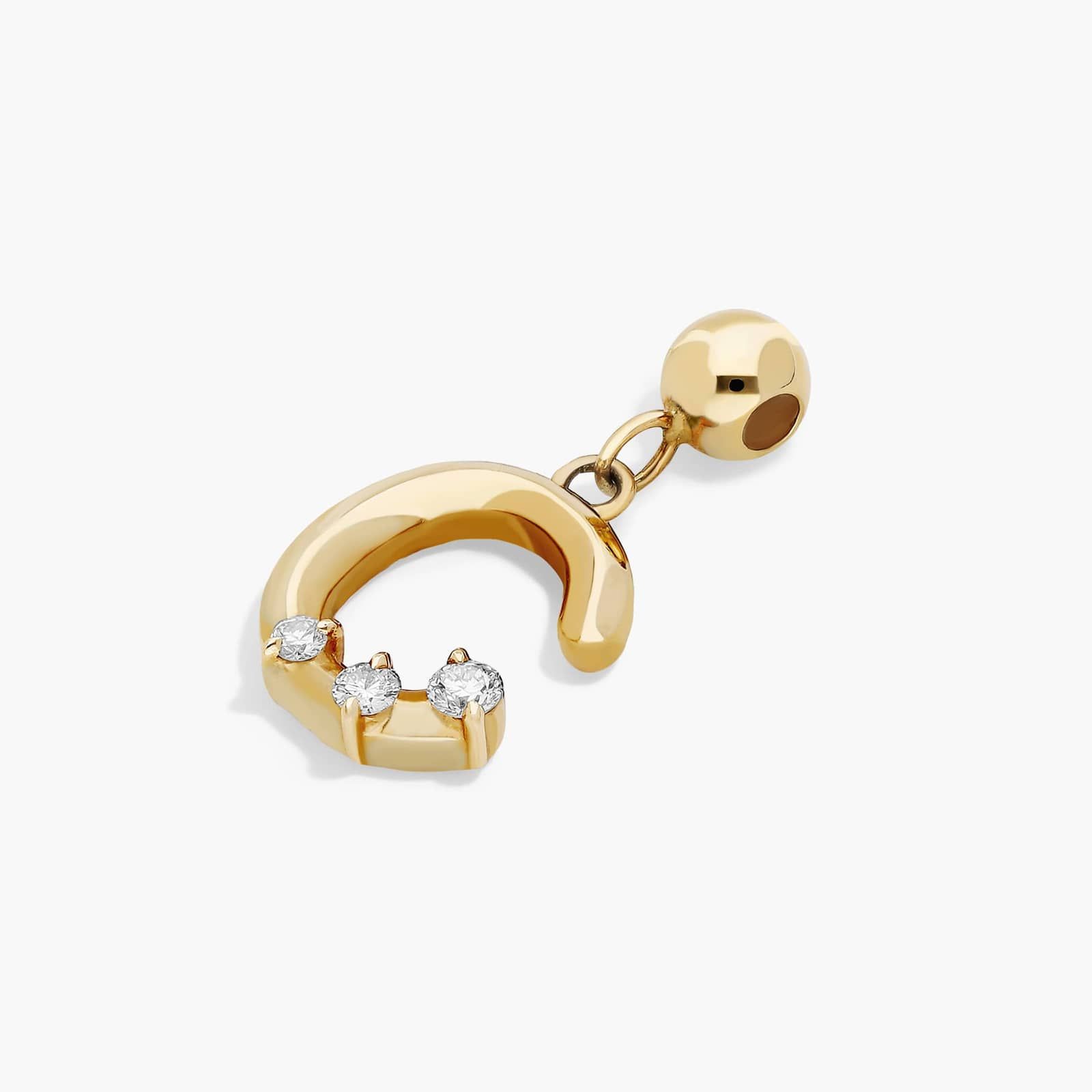 C Initial Lab-Grown Diamond Charm In 14K Yellow Gold