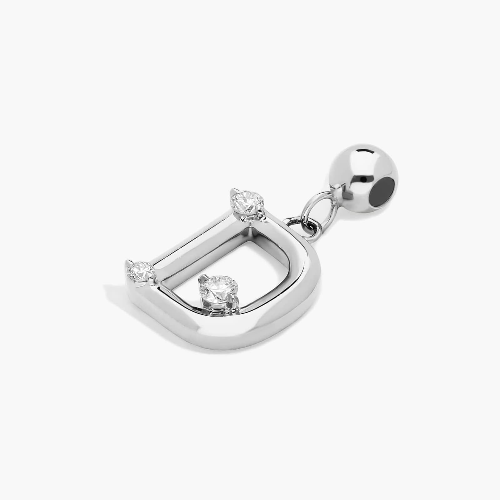 D Initial Lab-Grown Diamond Charm In 14K White Gold