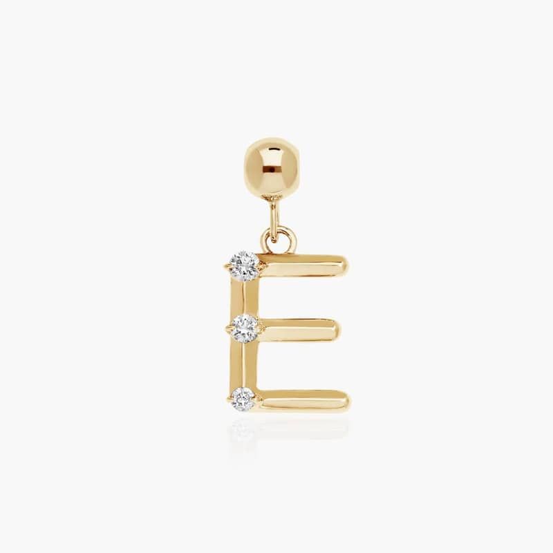 E Initial Lab-Grown Diamond Charm In 14K Yellow Gold