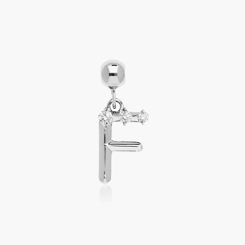 F Initial Lab-Grown Diamond Charm In 14K White Gold