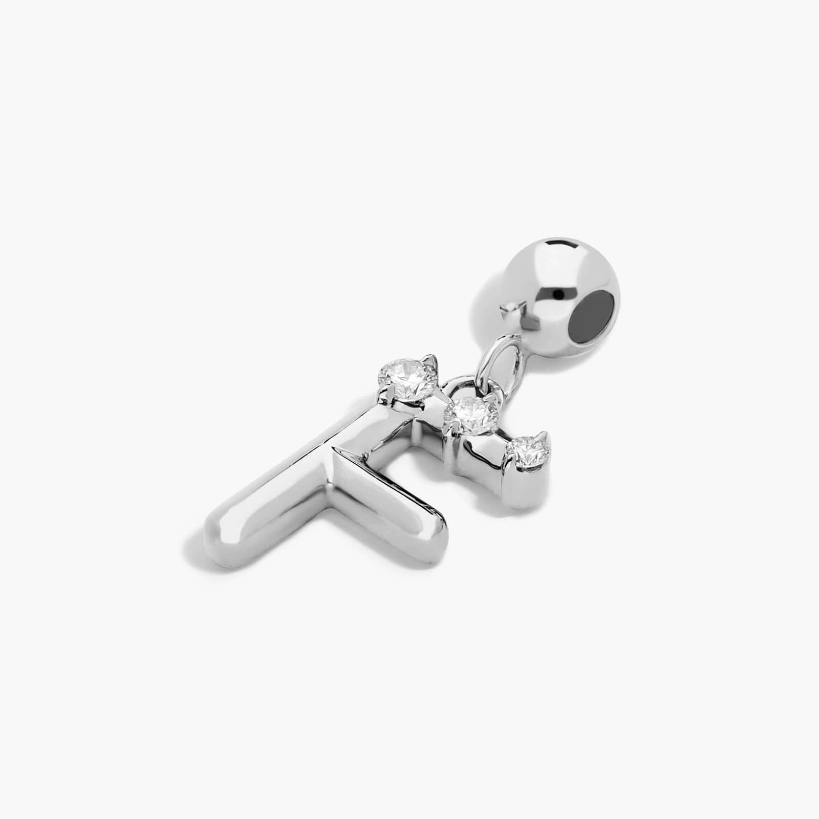 F Initial Lab-Grown Diamond Charm In 14K White Gold
