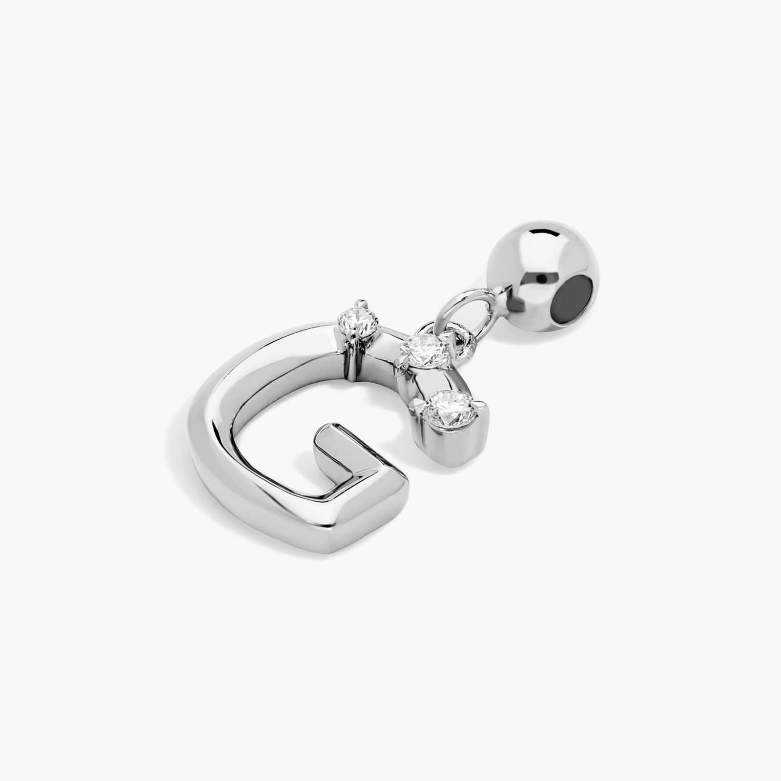 G Initial Lab-Grown Diamond Charm In 14K White Gold