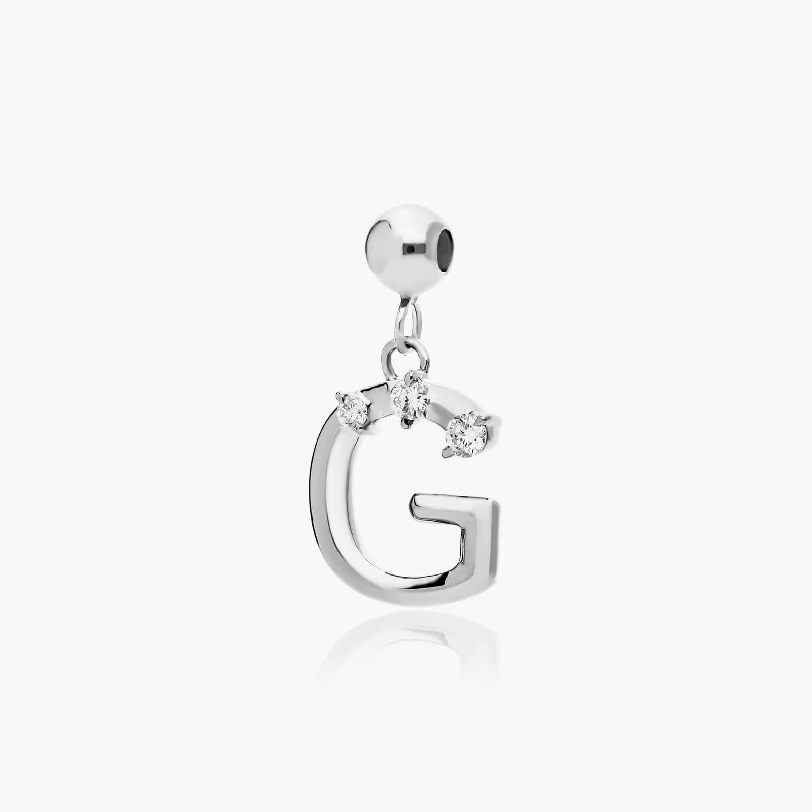 G Initial Lab-Grown Diamond Charm In 14K White Gold