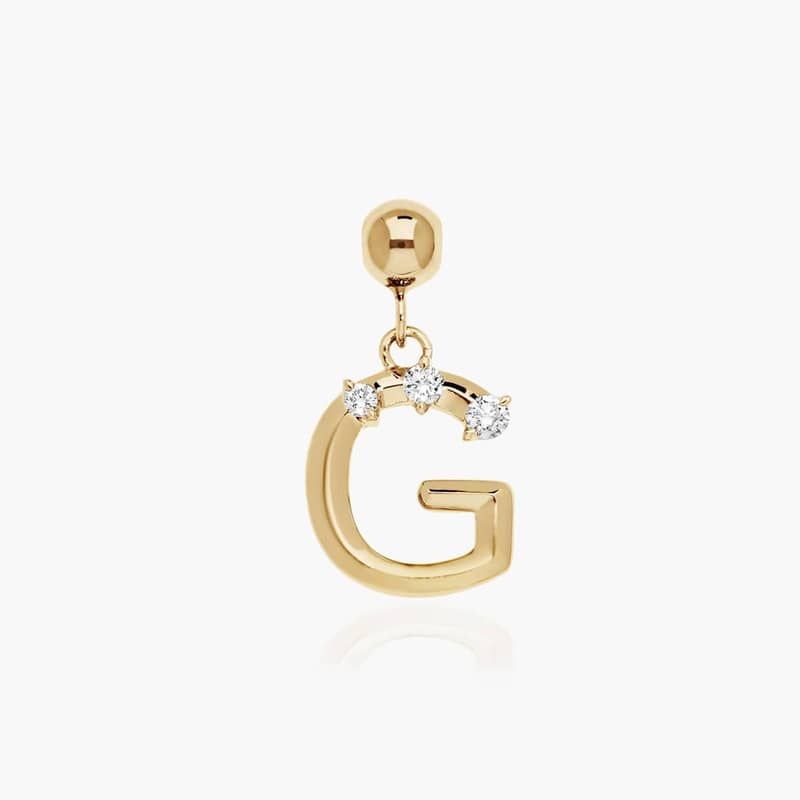 G Initial Lab-Grown Diamond Charm In 14K Yellow Gold