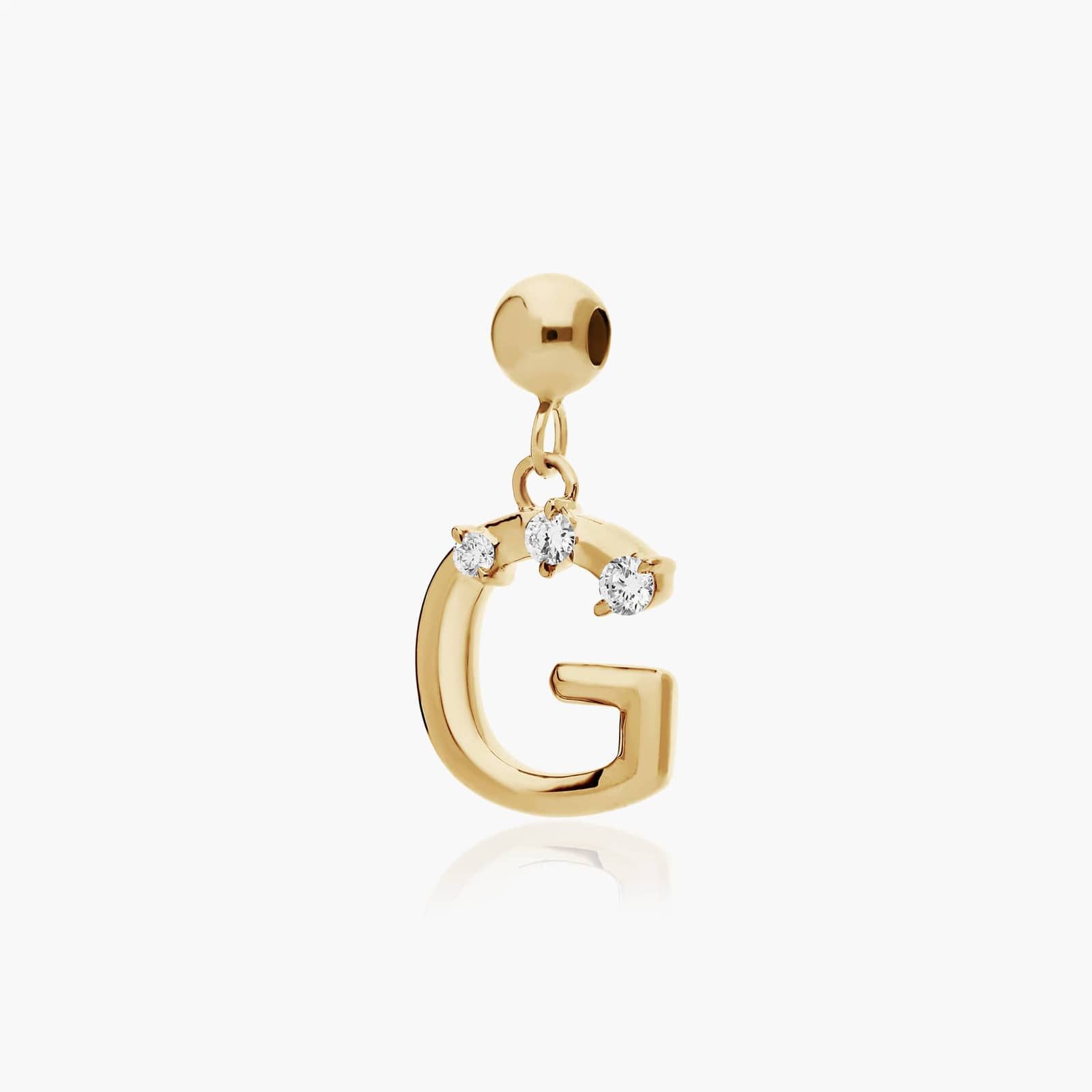 G Initial Lab-Grown Diamond Charm In 14K Yellow Gold
