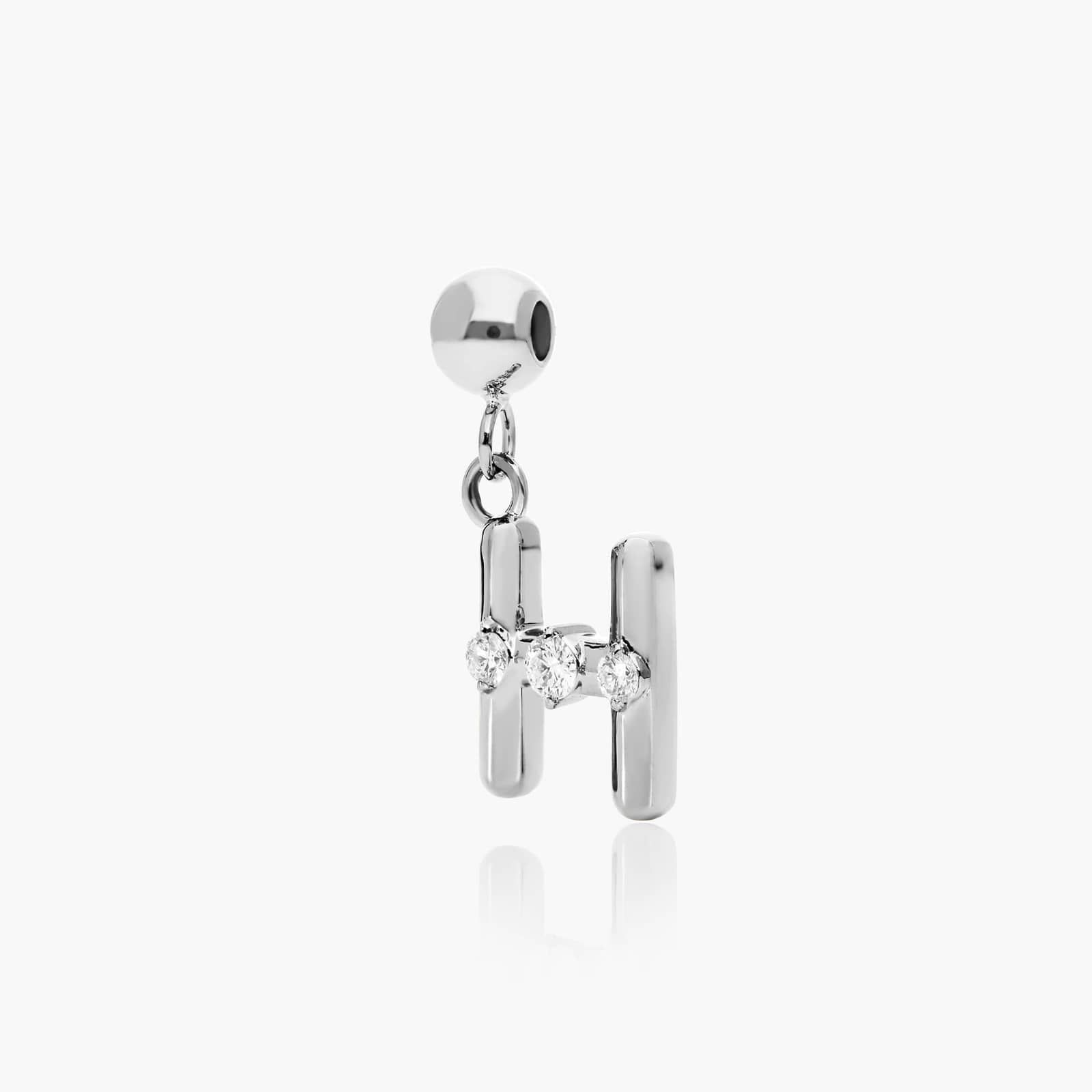 H Initial Lab-Grown Diamond Charm In 14K White Gold