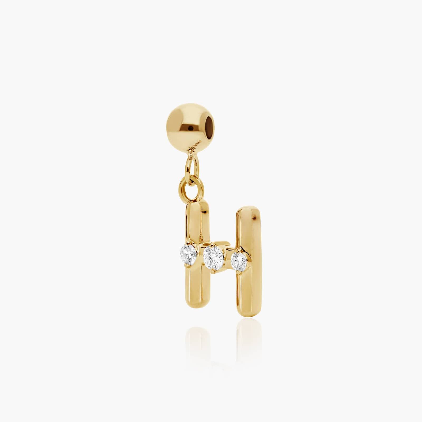 H Initial Lab-Grown Diamond Charm In 14K Yellow Gold