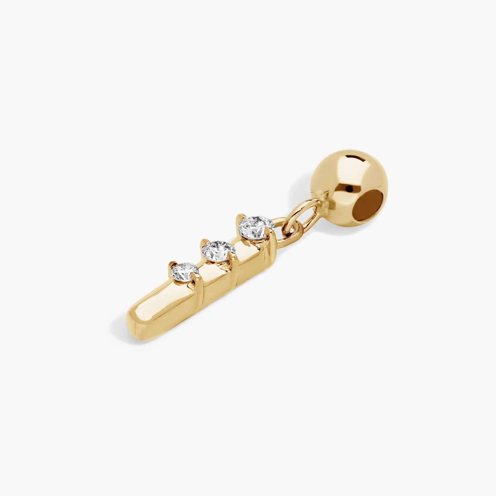 I Initial Lab-Grown Diamond Charm In 14K Yellow Gold