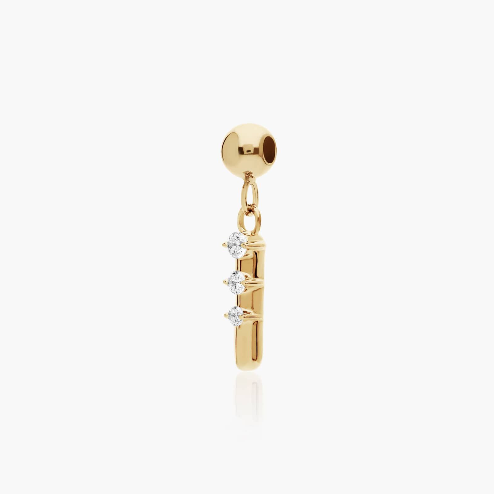 I Initial Lab-Grown Diamond Charm In 14K Yellow Gold