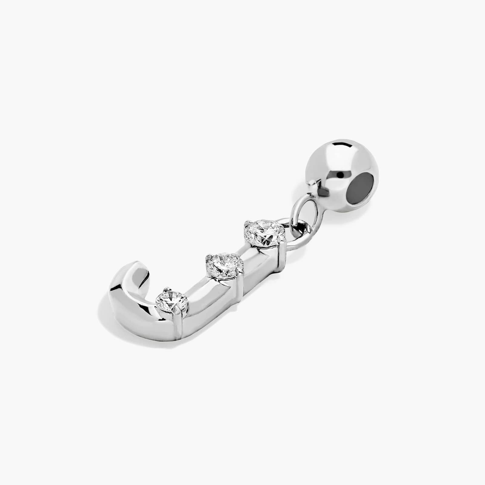 J Initial Lab-Grown Diamond Charm In 14K White Gold