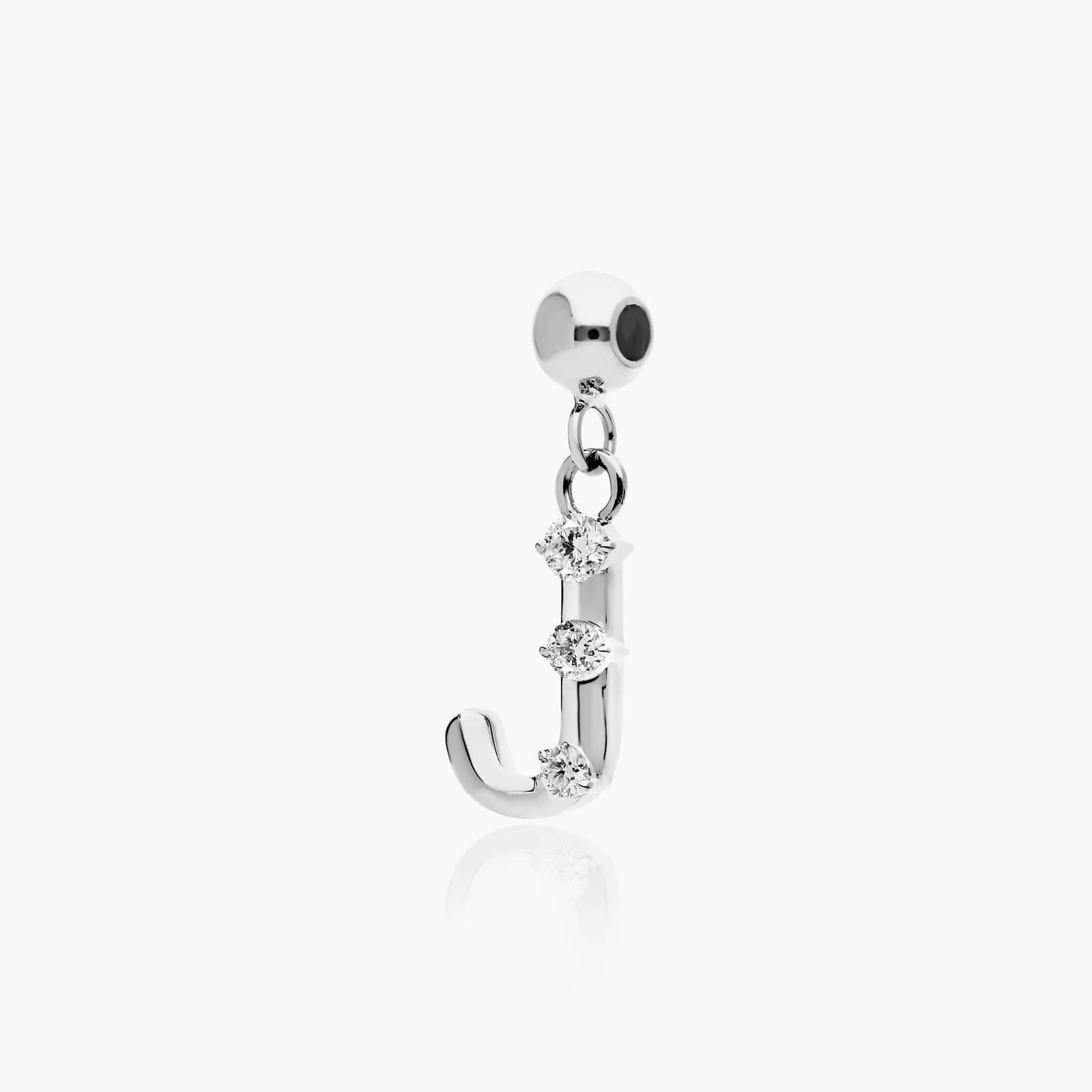 J Initial Lab-Grown Diamond Charm In 14K White Gold