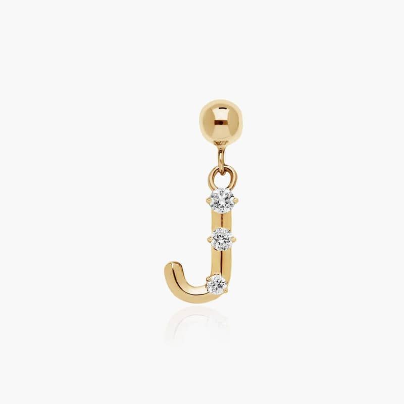 J Initial Lab-Grown Diamond Charm In 14K Yellow Gold