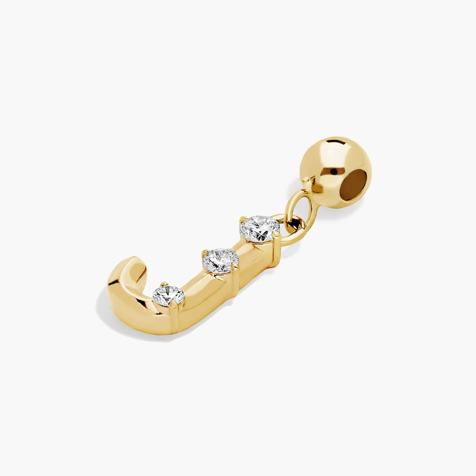 J Initial Lab-Grown Diamond Charm In 14K Yellow Gold